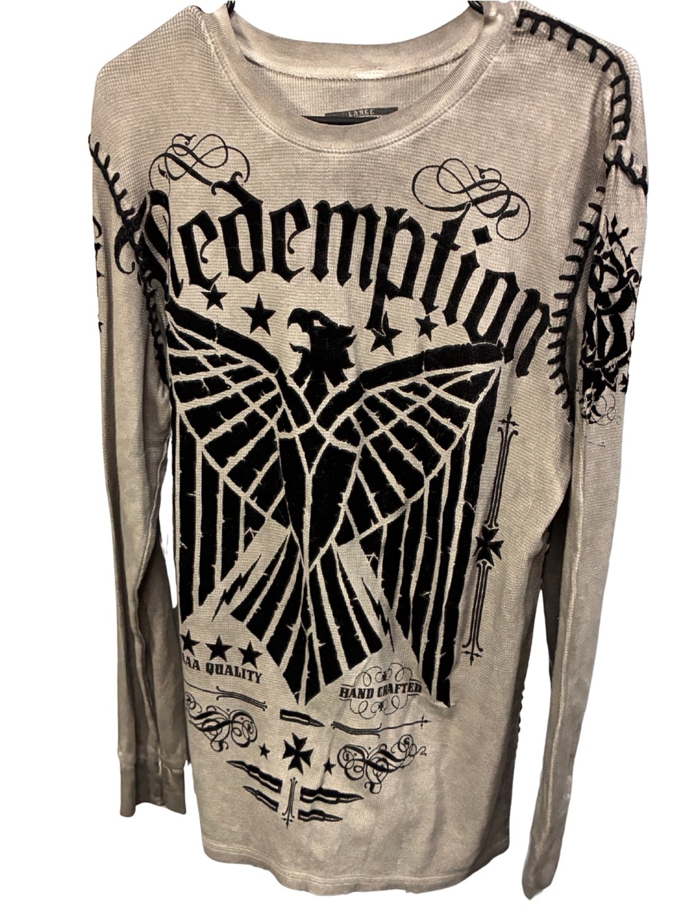 Redemption Graphic Long Sleeve Shirt - Beige/Black
